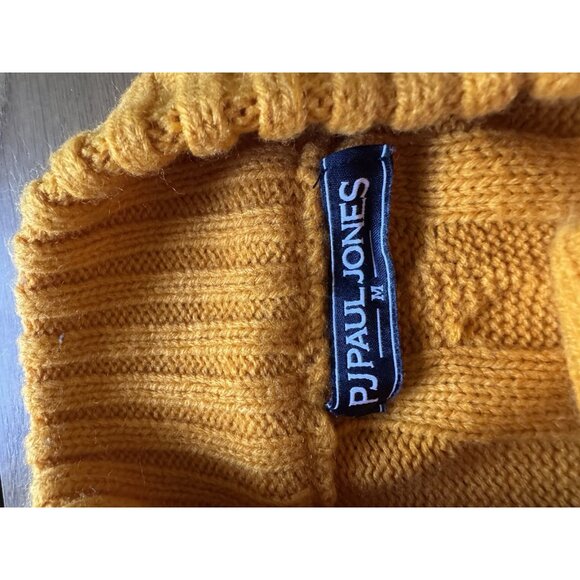 PJ Paul Jones Men Size Medium Cable Knit Cardigan Sweater Buttons Yellow Grandpa - Picture 3 of 10